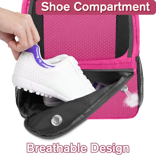YOREPEK Soccer Backpack,Soccer Bag with Ball Holder, Water resistant Sport Equipment Bags Fit Basketball Volleyball Football - color: Deep Pink