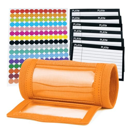 GOGO Football Wristband with QB Playbook - Wrist Coach - 192 Stickers & 6 Sign Cards for DIY - color: Orange