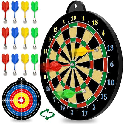 Dart Board - 12pcs Magnetic Darts - Excellent Indoor Game and Party Games - Gifts for 5 6 7 8 9 10 11 12 Year Old Boy Kids - style: Yellow