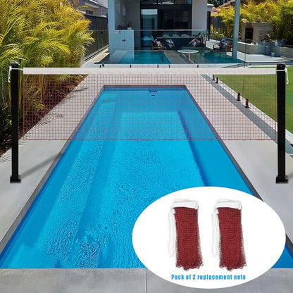Luwint 15ft Pool Volleyball Net Replacement 2 Pack, Nylon Swimming Pool Net for Inground Pool, Beach, Backyard Games, 2v2 4v4 Volleyball (Net Only)