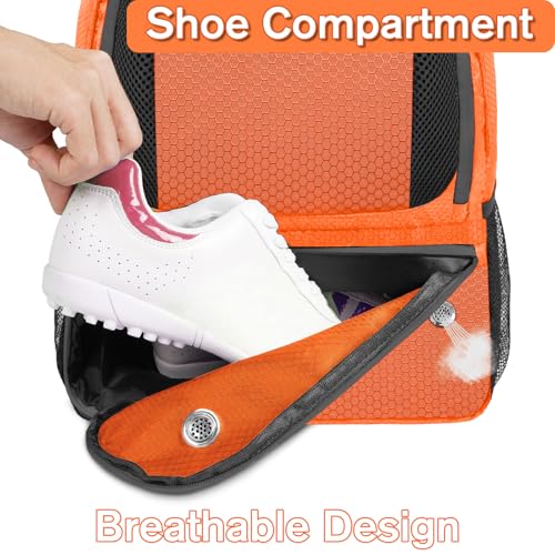 YOREPEK Soccer Backpack,Soccer Bag with Ball Holder, Water resistant Sport Equipment Bags Fit Basketball Volleyball Football - color: Orange