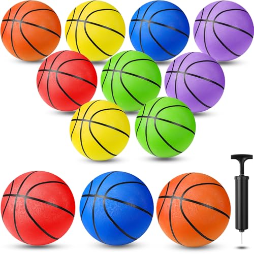 Jerify 12 Pack Official Size Rubber Basketballs for Kids Child Junior Youth Indoor Outdoor Sports Basket Balls with Pump Back to School Student Gifts Operation Christmas Bulk Items - size: Size 7, 29.5"
