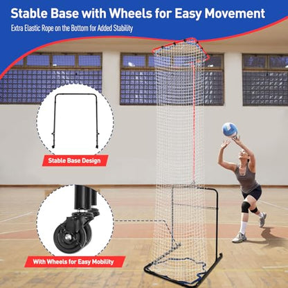 Volleyball Setter Trainer Net 8 Adjustable Heights,Sturdy and Durable 130inch Volleyball Setter Training Equipment 6 Adjustable Angles for Serving,Spiking,and Setting Training