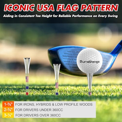 DURARANGE Premium Golf Tees - 5-Prong & 4-Prong Anti-Slip, Enhanced Stability, Unbreakable Golf T 3-1/4" for 360cc Drivers, Ideal Gift for Golfer - color: Elite Golf Tees- Transparent- 50pk