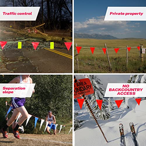Caution Barricade Flags (102FT string) Warn of hazardous areas, traffic control.Marking construction sites, scaffolding, sporting events, private property.