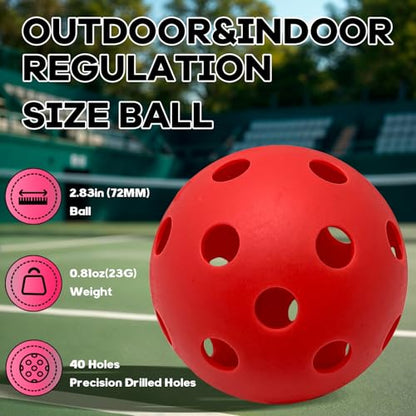 6 -Pack Pickleball Balls, 26 Holes Outdoor Pickleballs, High Elasticity & Durable Pickle Balls for All Style Pickleball Paddles Indoor Pickleballs