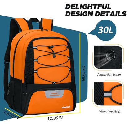 Goloni Soccer Bag, Basketball Bag with Ball Compartment & Shoe Compartment,Large Soccer Backpack for Basketball,Gym，Football - color: orange