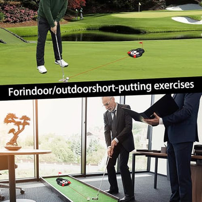 Golf Automatic Putting Ball Return Cup - Auto Returning Golf Cup Training Aid for Indoor/Outdoor Practice with a red Guide line