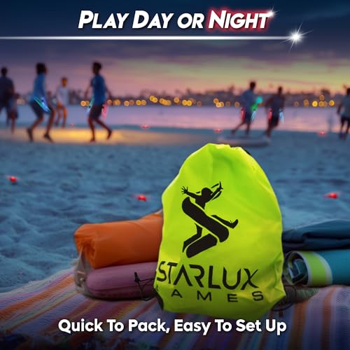 GloFlag Football – Light Up Game Set for Kids | Ages 8-12+, 4-16 players | LED Flags, Belts, Glow in the dark ball, bright field markers | Toys & Gifts for Boys 8–12+ | Play Day or Night | By Starlux