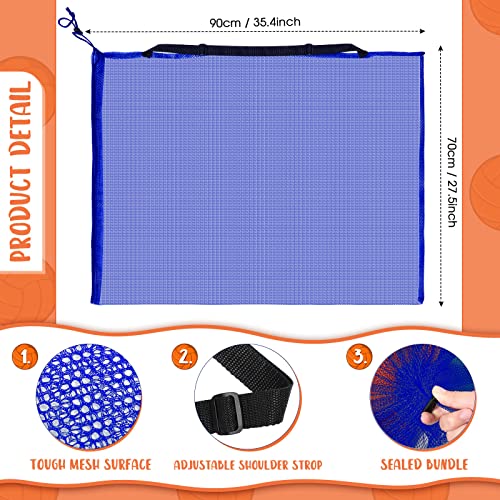 Woanger 3 Pcs Thickened Extra Large Sports Ball Bag Mesh Soccer Net Ball Bag Drawstring Bags Team Work for Holding Basketball, Volleyball, Baseball with Shoulder Strap, 35.4 x 27.5 Inch - color: Royal Blue