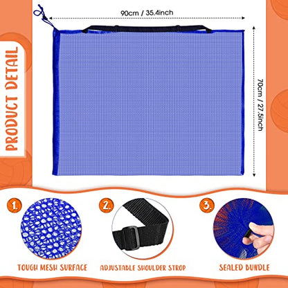 Woanger 3 Pcs Thickened Extra Large Sports Ball Bag Mesh Soccer Net Ball Bag Drawstring Bags Team Work for Holding Basketball, Volleyball, Baseball with Shoulder Strap, 35.4 x 27.5 Inch - color: Royal Blue