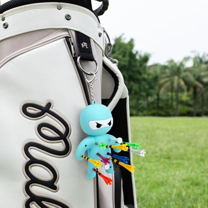 Golf Tee Holder, Ninja Portable Funny Golf Tees Holder Keychain Golf Gift Golf Accessories for Men & Women - color: Blue