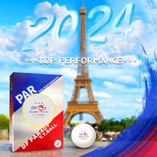 DOUBLE FISH 3-Star Table Tennis Balls for 2024 Games in PAR - White 40+ ABS Balls - High Performance & Ultimate Durability Ping Pong Balls 6 Pack