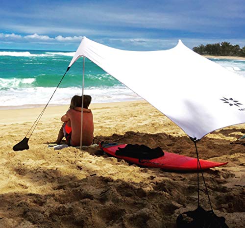 Neso Portable Beach Tent Sun Shelter with Sand Anchor - Lightweight Beach Shade Canopy - Easy Setup for Family Outings - Patented Reinforced Corners - UPF 50+ Sun Protection - 7 x 7ft - White - color: White