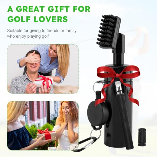 2Pack Golf Club Cleaner Brush,Golf Groove Sharpener Tool Golfs Club Brush with Retainer Clip and Squeeze Water Bottle,Holds 5 Ounces of Water,Essentials Golfs Accessories