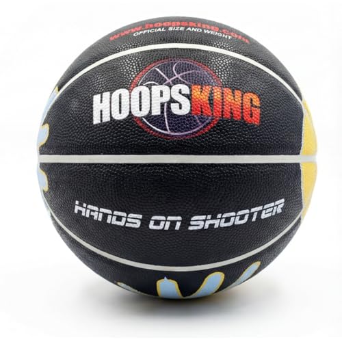 HOOPSKING Skill Shooter Basketball w/OnlineTraining Video, Basketball with Hand Placement - size: Youth 27.5" (Composite Leather)