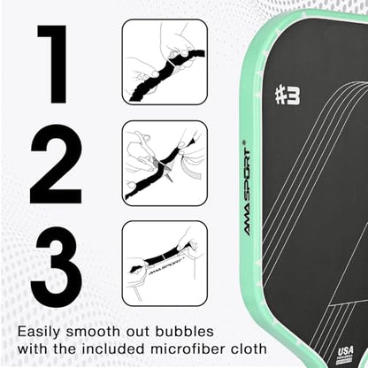 PICKLETECH Pickleball Paddle Protection Tape - Paddle Head Edge Guard - Racket Edge Protection Tape -Fit Perfectly Curved Edge -No Wrinkling - color: Clear Green, size: Width 20mm