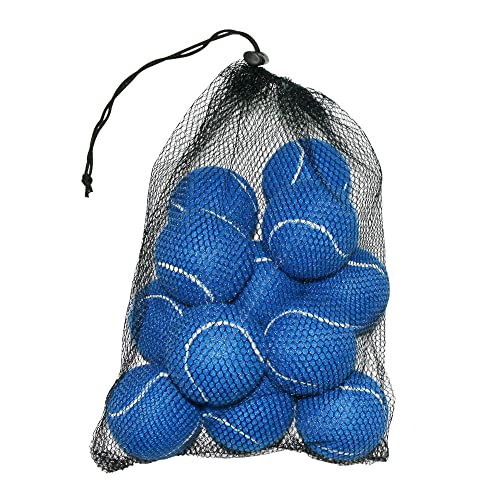 URBEST Tennis Ball 12 Packs Training Tennis Balls Practice Balls for Novice Player, Pet Dog Playing Balls with Mesh Carry Bag - color: Navy Blue