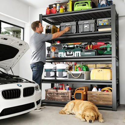 Garage Shelving, 2000LBS Garage Storage Shelves, 5-Tier Heavy Duty Shelves, Utility Adjustable Metal Shelving Unit, 72" H x 46" W x 19.6" D Storage Shelf for Warehouse, Basement, Closet - size: 72" H x 46" W x 19.6" D