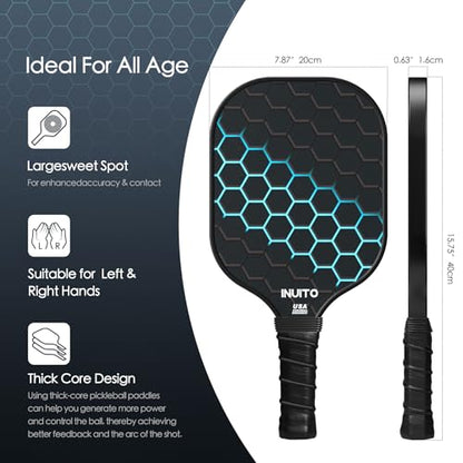 Pickleball Paddles 2026 Pickleball Paddles Set of 2 16mm Thick Paddle with Pickleball Bag Large Sweet Spot Pickle Ball Paddle Set for Men Women Pickleball Racket Set of 2