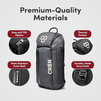 CRBN Pickleball Sling Bag - Pro Team Pickleball Bag - Water-Resistant Pickleball Paddle Bag Holds 3 Paddles, Balls & More - color: Black