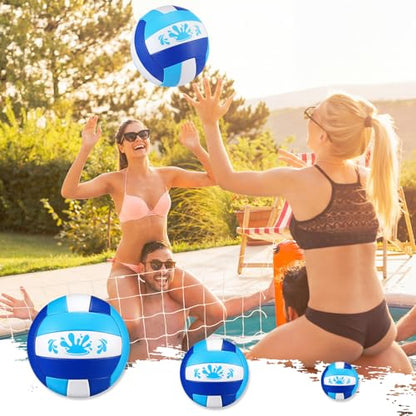 Leitee 3 Pcs 8.5 Inch Waterproof Soft Beach Volleyball Swimming Pool Water Volleyball with Soft Cover and Pump for Teens Adults Outdoor Indoor Pool Beach Play Training Practice(Blue)