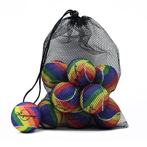 Magicorange Tennis Balls, 12 Pack Advanced Training Tennis Balls Practice Balls, Come with Mesh Bag for Easy Transport, Good for Beginner Training Ball - color: Rainbow