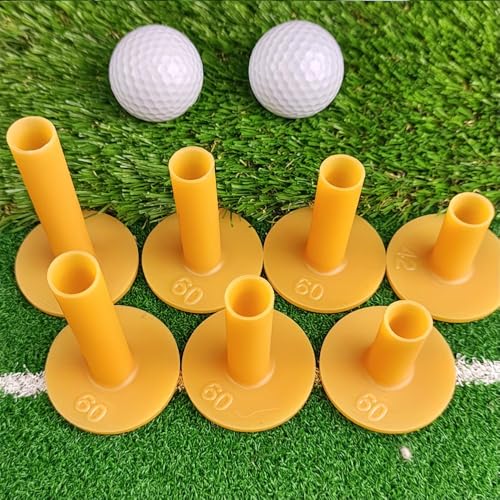 2 PCS Rubber Golf Tees – Durable and Sturdy, Ideal for Golf Courses and Driving Ranges - color: Yellow, size: 60mm