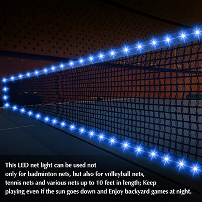 Moukeren Volleyball Badminton Net Light 16 ft String Lights with Remote, 16 Colors 4 Modes LED for Backyard Volleyball Badminton Game Outdoor at Night (net Not Include)