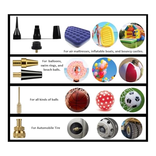8 Piece Inflation Adapter Kit for Compressor Accessories Including Ball Needle and Bicycle Tyre Valve Adapter