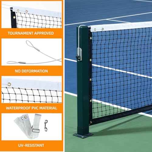 Professional Tennis Net 42ft x 3.5ft – Single Layer Heavy-Duty Court Replacement Net with 6mm Steel Cable & Complete Accessories | UV/Water-Resistant, Ideal for Court Contractors & Schools