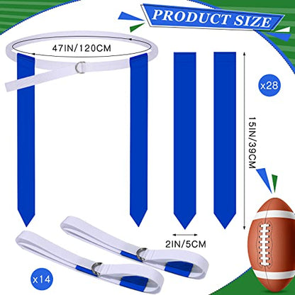Sintege 14/28 Player Flag Football Belt Set, Adjustable Football Flag and Belts Gifts for Youth Adults Sports Training Event - color: Blue