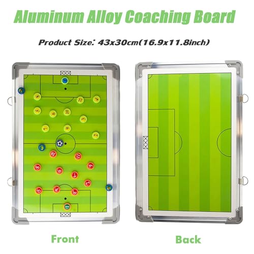 VolksRose Soccer Coaching Board, Soccer Tactics Board with Magnets and Marker Pen, Magnetic Soccer Coach Board, Soccer Dry Erase Whiteboard Coaches Clipboard, Coach Training Equipment Coach Gift