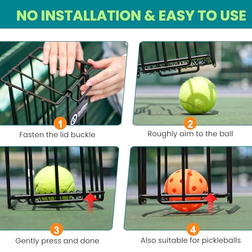 Tennis Ball Hopper, Portable Pickleball Ball Basket for Pickup, Storage & Training (Small)