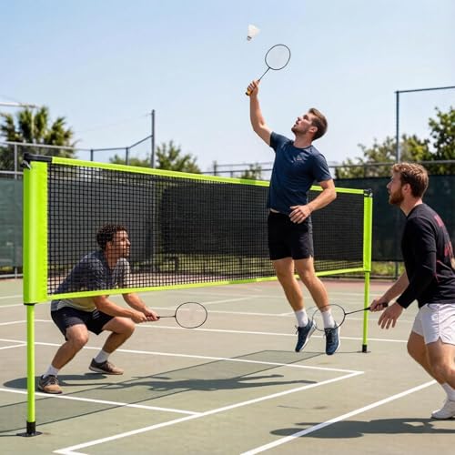 Badminton Net - Pickleball Game Mesh Replacement, Durable Outdoor Sports Barrier, Heavy Duty Court Practice Training Equipment | Portable Recreational Net for Backyard Beach Patio Driveway Camping