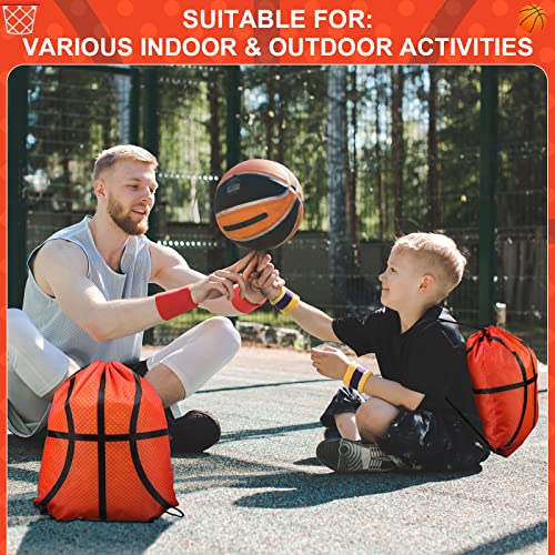 Saintrygo 24 Pieces Soccer Basketball Party Favor Drawstring Gift Bags Sport Cheerleader Bags Football Sport Party Supplies(Basketball Style)