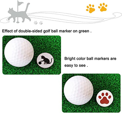 Adhere Golf Ball Markers Personlized Double Side Cute cat Logo Enamel with A Magnetic Hat Clips,A Premium Golf Gifts. - color: D-White