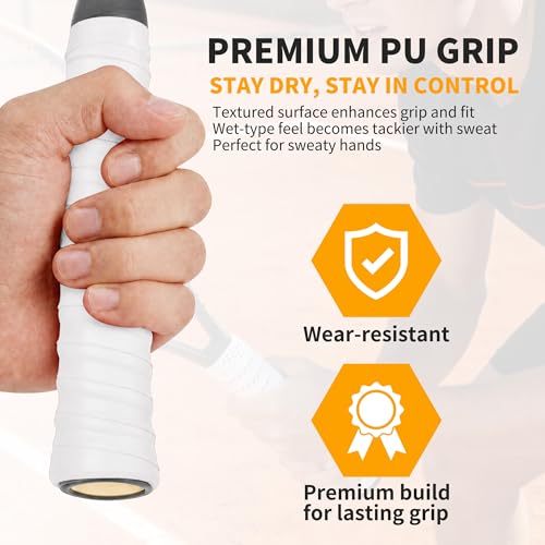 2 Pcs Tennis Racket Grip Tape, Dry Tennis Overgrip Tape, Anti-Slip Absorbent Grip, Racket Overgrip Tape - color: White, size: Textured-43.3"x1"x0.03"