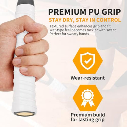 2 Pcs Tennis Racket Grip Tape, Dry Tennis Overgrip Tape, Anti-Slip Absorbent Grip, Racket Overgrip Tape - color: White, size: Textured-43.3"x1"x0.03"
