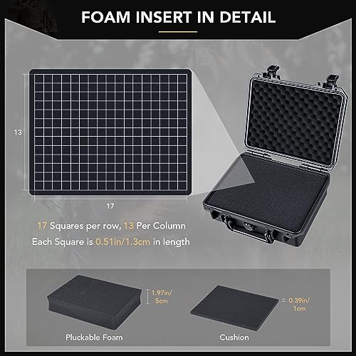 Lykus HC-2510 Waterproof Hard Case with Foam, Interior Size 9.8x7.5x3.7 inch, Suitable for Osmo Pocket/Action/Mobile, Insta360 X5/Ace Pro/Go, GoPro Hero, Coins, Small Electronics and More