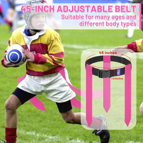 Flag Football Belts, 14 Player Flag Football Set with 42 Flags for Adults Youth Kids, Sports Training Competition - color: Pink & Green, 14 Player, 42 Flags