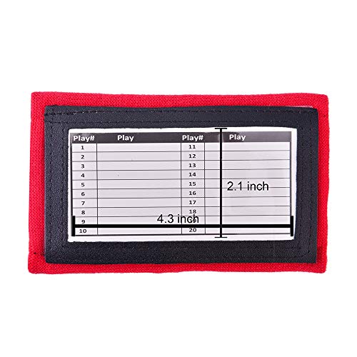 Quarterback (QB) 3 Sheet Play Wristband Youth Perfect for Football Plays, Softball Signs & Baseball (20 Pack) - color: Red