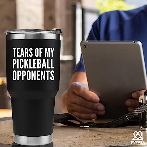 Panvola Tears of My Pickleball Opponents Tumbler Sports Player Coach Gifts Vacuum Insulated Stainless Steel Tumbler With Removable Lid And Straw (30 oz) - style: 30 oz
