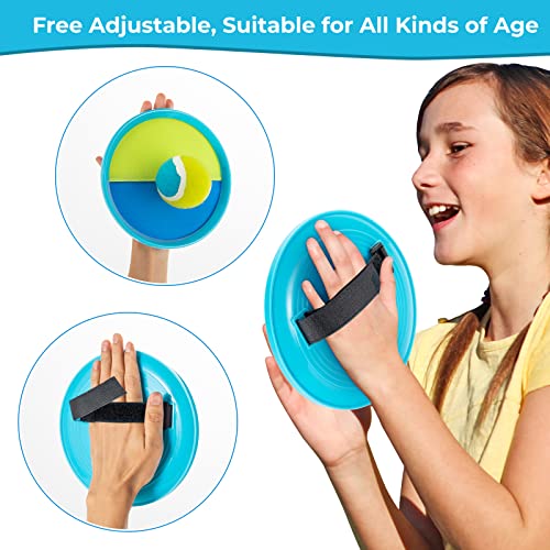 Kids Toys - Outdoor Games, Beach Toys, Toss and Ball Set with 4 Paddles and 3 Balls, Perfect Beach Games Sets Playground Sets for Backyards Easter Gifts for Kids/Adults/Family (Blue+Light Yellow) - color: Light Blue
