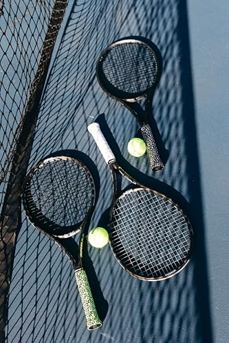 Funky Ace - Patterned Tennis Racket/Pickleball Paddle Overgrip - Non-Slip, Quick Dry, Pre-Cut - Performance Grip Tape - Adjustable Length Pickleball Overgrip Tape - color: Fancy Footwork - Green
