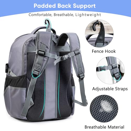 Basketball Bag Backpack with Ball Compartment & Shoe Pocket – Gym Bag for Basketball, Soccer, Football, Volleyball – Large Capacity Athletic Backpack for Youth & Adults, Basketball Gifts - color: Grey