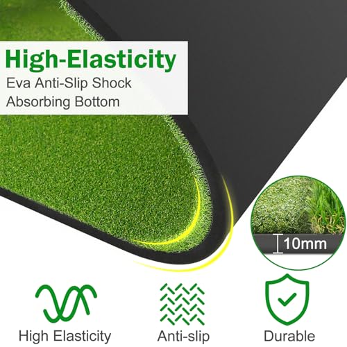 5x4ft Golf Hitting Mat, Professional Practice Turf for Indoor & Outdoor Use, Shock Absorption EVA Base, Integrated Ball Tray or Dual-Turf Design, Portable Carrying Strap