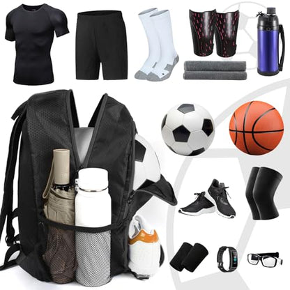 YOREPEK Soccer Backpack,Soccer Bag with Ball Holder, Water resistant Sport Equipment Bags Fit Basketball Volleyball Football - color: Coal Black