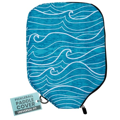 Palms-O-Aces Pickleball Paddle Cover | Canvas Padded Pickleball Paddles Sleeve with Zipper | Lightweight Protective Paddle Case for Standard Paddles | Paddle Cover Accessory - color: Waves, size: Standard - 11.5" x 8.5"