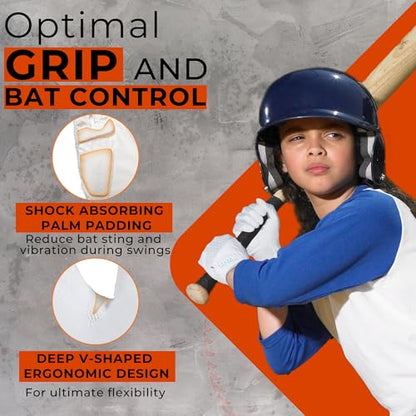 HANDLANDY Baseball Batting Gloves for Adult Youth, Grip Breathable Softball Batting Gloves Fit Men Kids Boys Girls - color: Pearl White-Kids, size: Kids Small